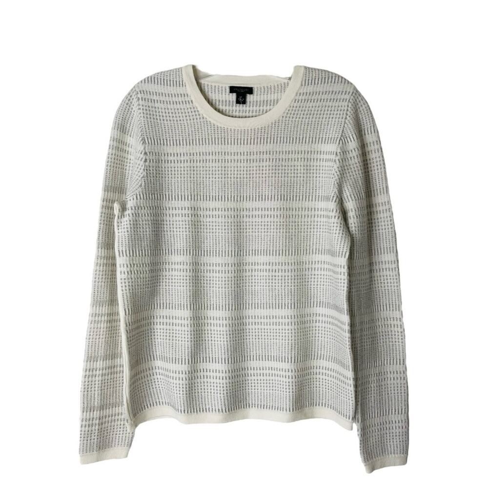 NEW Ann Taylor white silver dot holiday crew neck preppy sweater medium